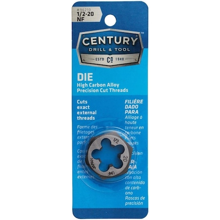 Century Drill & Tool Century Drill & Tool 1/2-20 National Fine 1 In. Across Flats Fractional Hexagon Die 96210